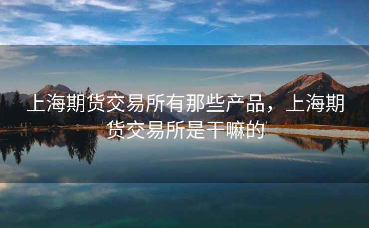 上海期货交易所有那些产品，上海期货交易所是干嘛的